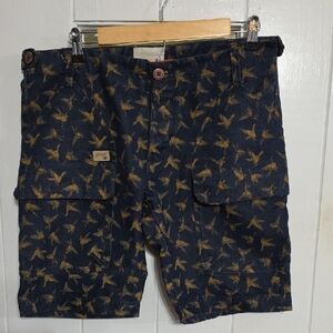 Humor‎ Mens Duck Print Denim Shorts Sweden Cargo Pockets Hunting Sz L EUC